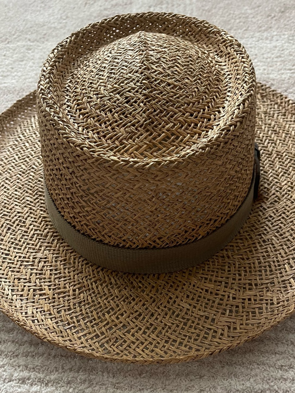 Pendleton Tan Straw Hat with Olive Band